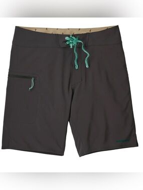 Patagonia Men’s Black Boardshorts with Teal Drawcord